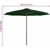 Lauko skėtis su mediniu stulpu, žalios spalvos, 350cm