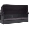 Lauko sofa-lova su stogeliu, juodos spalvos, poliratanas