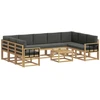 Lauko sofos komplektas 10 pcs Balta ir antracito