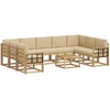 Lauko sofos komplektas 10 pcs Balta ir kreminė 59 x 59 x 37 cm