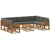 Lauko sofos komplektas 10 pcs Natūralus ir antracitas