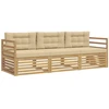 Lauko sofos komplektas 3 pcs Balta ir kreminė Poliesteris
