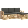Lauko sofos komplektas 4 pcs Balta ir antracito