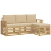 Lauko sofos komplektas 4 pcs Balta ir kreminė