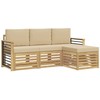 Lauko sofos komplektas 4 pcs Balta ir kreminė Poliesteris