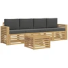 Lauko sofos komplektas 5 pcs Balta ir antracito Poliesteris