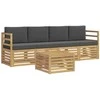 Lauko sofos komplektas 5 pcs Balta ir antracito Poliesteris