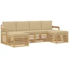 Lauko sofos komplektas 5 pcs Balta ir Bežė 249 x 122,5 x 73 cm