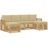 Lauko sofos komplektas 5 pcs Balta ir Bežė 249 x 122,5 x 73 cm