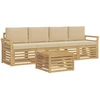 Lauko sofos komplektas 5 pcs Balta ir kreminė Poliesteris