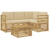 Lauko sofos komplektas 5 pcs Balta ir kreminė 59 x 59 x 37 cm