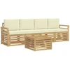 Lauko sofos komplektas 5 pcs Balta ir kreminė Poliesteris