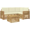 Lauko sofos komplektas 5 pcs Balta ir kreminė 59 x 59 x 37 cm
