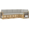 Lauko sofos komplektas 5 pcs Balta ir šviesiai pilka