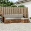 Lauko sofos komplektas 5 pcs Natūrali ir šviesiai pilka