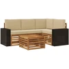 Lauko sofos komplektas 5 pcs Natūralus ir bežinis