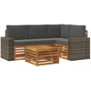 Lauko sofos komplektas 5 pcs Natūralus ir antracitas