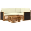 Lauko sofos komplektas 5 pcs Natūralus ir grietinėlė