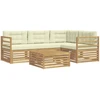 Lauko sofos komplektas 5 vnt. 4 vietos Baltas and Kreminis