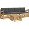 Lauko sofos komplektas 5 vnt. 4 vietos Balta ir antracito