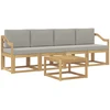Lauko sofos komplektas 5 vnt. 4 vietos Balta ir šviesiai pilka