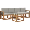 Lauko sofos komplektas 5 vnt. Natūrali ir šviesiai pilka