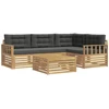 Lauko sofos komplektas 6 pcs Balta ir antracito Poliesteris