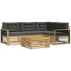 Lauko sofos komplektas 6 pcs Balta ir antracito Poliesteris
