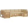 Lauko sofos komplektas 6 pcs Balta ir Bežė 304 x 128,5 x 73 cm
