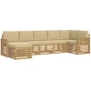 Lauko sofos komplektas 6 pcs Balta ir Bežė 306 x 128,5 x 73 cm