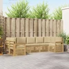 Lauko sofos komplektas 6 pcs Balta ir Bežė 304 x 128,5 x 73 cm