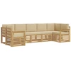 Lauko sofos komplektas 6 pcs Balta ir Bežė 304 x 128,5 x 73 cm