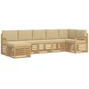 Lauko sofos komplektas 6 pcs Balta ir Bežė 306 x 128,5 x 73 cm