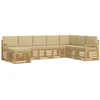 Lauko sofos komplektas 6 pcs Balta ir Bežė 306 x 128,5 x 73 cm