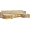 Lauko sofos komplektas 6 pcs Balta ir kreminė