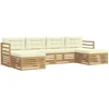 Lauko sofos komplektas 6 pcs Balta ir kreminė