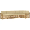 Lauko sofos komplektas 6 pcs Balta ir kreminė