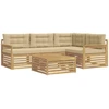 Lauko sofos komplektas 6 pcs Balta ir kreminė Poliesteris