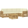 Lauko sofos komplektas 6 pcs Balta ir kreminė 59 x 59 x 37 cm