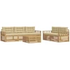 Lauko sofos komplektas 6 pcs Balta ir kreminė