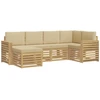 Lauko sofos komplektas 6 pcs Balta ir kreminė Poliesteris