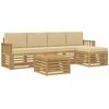 Lauko sofos komplektas 6 pcs Balta ir kreminė 59 x 59 x 37 cm
