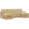Lauko sofos komplektas 6 pcs Balta ir kreminė