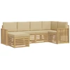 Lauko sofos komplektas 6 pcs Balta ir kreminė Poliesteris