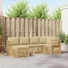 Lauko sofos komplektas 6 pcs Balta ir kreminė Poliesteris
