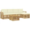 Lauko sofos komplektas 6 pcs Balta ir kreminė 59 x 59 x 37 cm