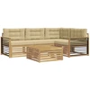 Lauko sofos komplektas 6 pcs Balta ir kreminė Poliesteris