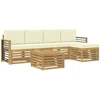 Lauko sofos komplektas 6 pcs Balta ir kreminė 59 x 59 x 37 cm