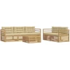 Lauko sofos komplektas 6 pcs Balta ir kreminė