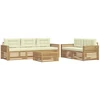 Lauko sofos komplektas 6 pcs Balta ir kreminė